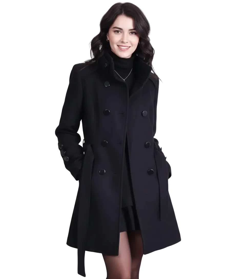 Zafelle Manteau Mi-Long Femme – Manteau en Laine avec Ceinture Élégante pour l’Hiver