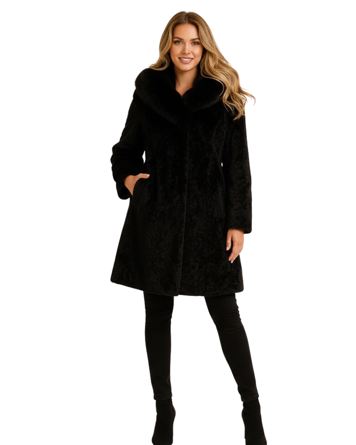 Alessia Vieri Manteau d’Hiver Femme avec Col en Fausse Fourrure – Coupe Élégante & Doublure Chaude