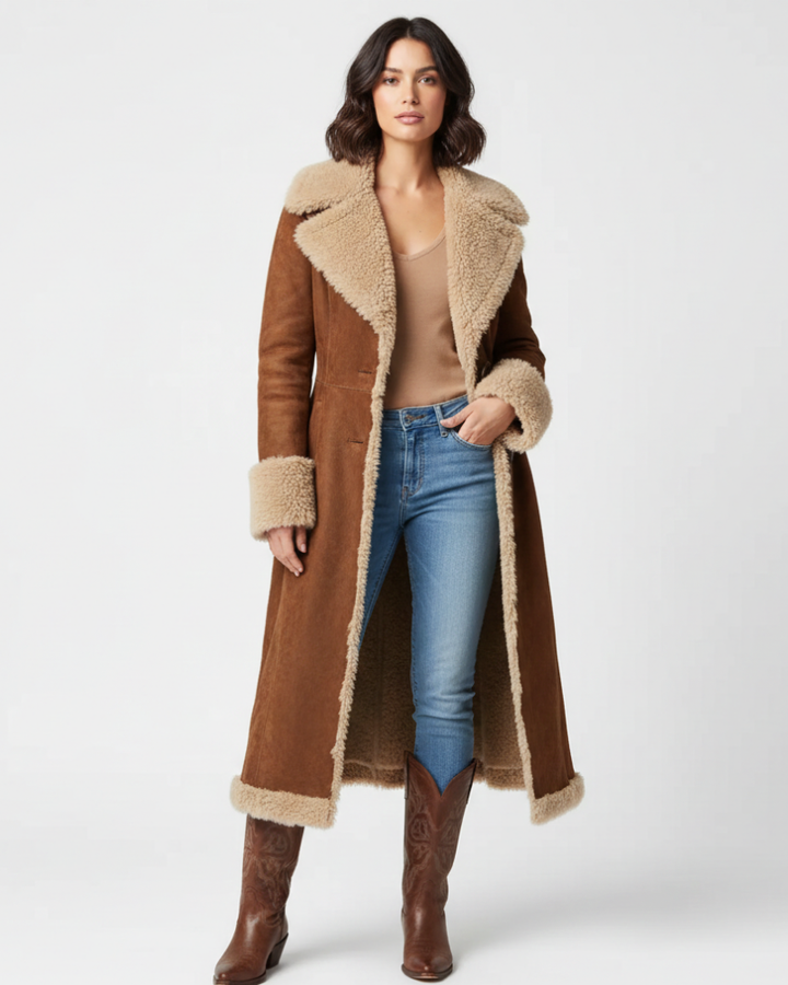 Jalyn Manteau Long Femme – Manteau Élégant au Style Rétro Moderne, Coupe Intemporelle