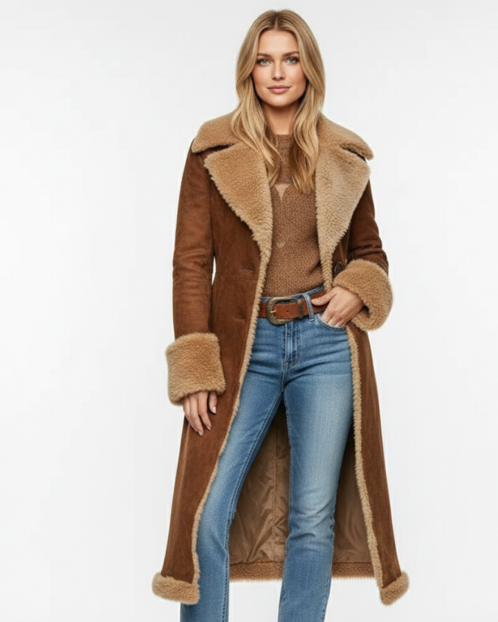 Jalyn Manteau Long Femme – Manteau Élégant au Style Rétro Moderne, Coupe Intemporelle