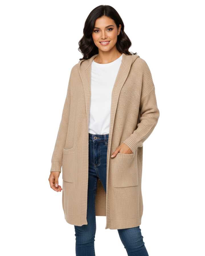 Elena Gilet Long Femme Élégant – Cardigan Fluide avec Coupe Allongeante & Style Intemporel