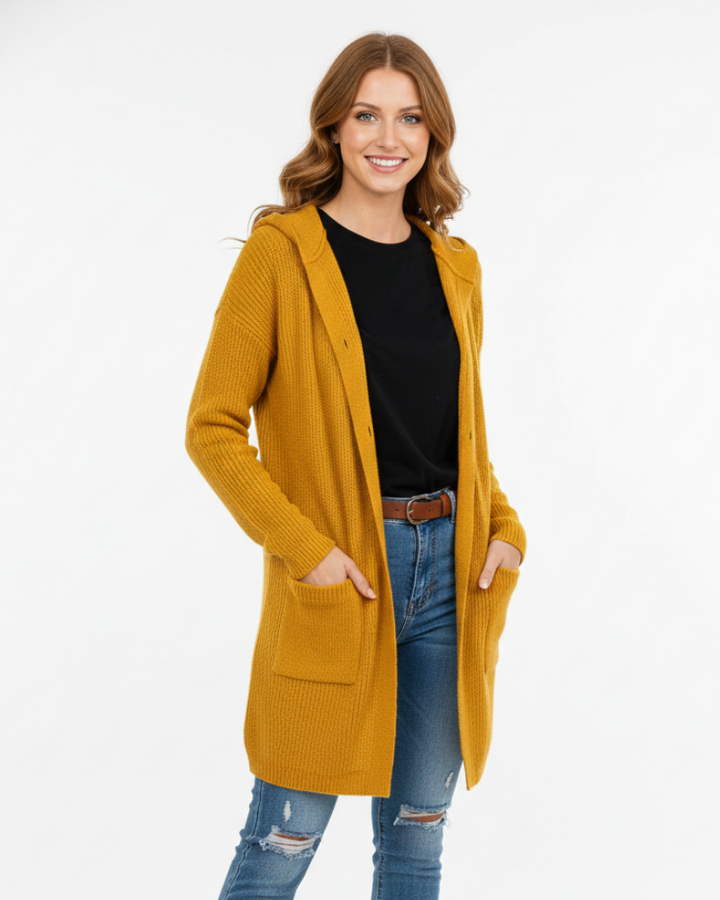 Elena Gilet Long Femme Élégant – Cardigan Fluide avec Coupe Allongeante & Style Intemporel