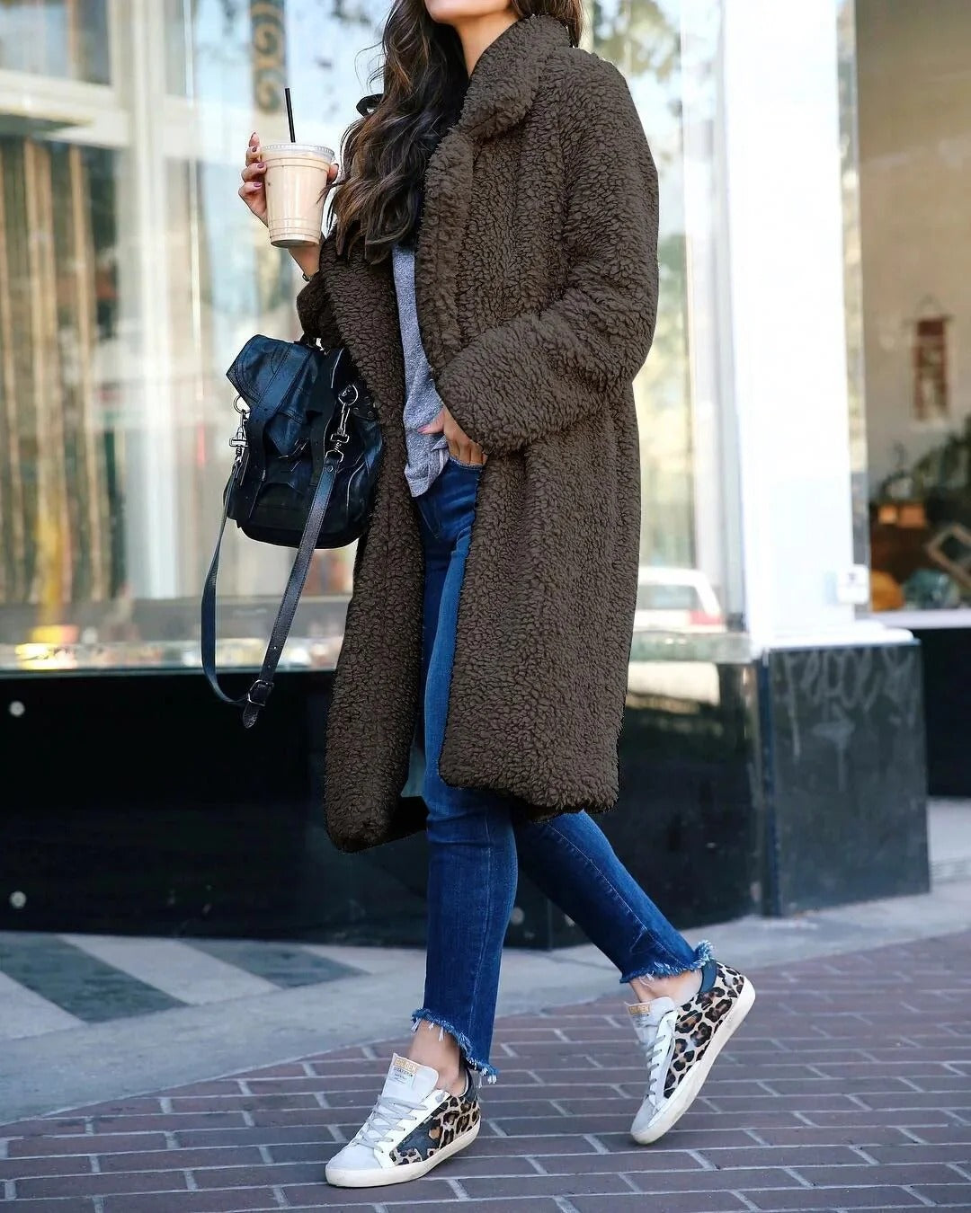 Amoura Manteau Teddy Femme – Veste Hiver Oversize Douce à Texture Moelleuse & Coupe Décontractée