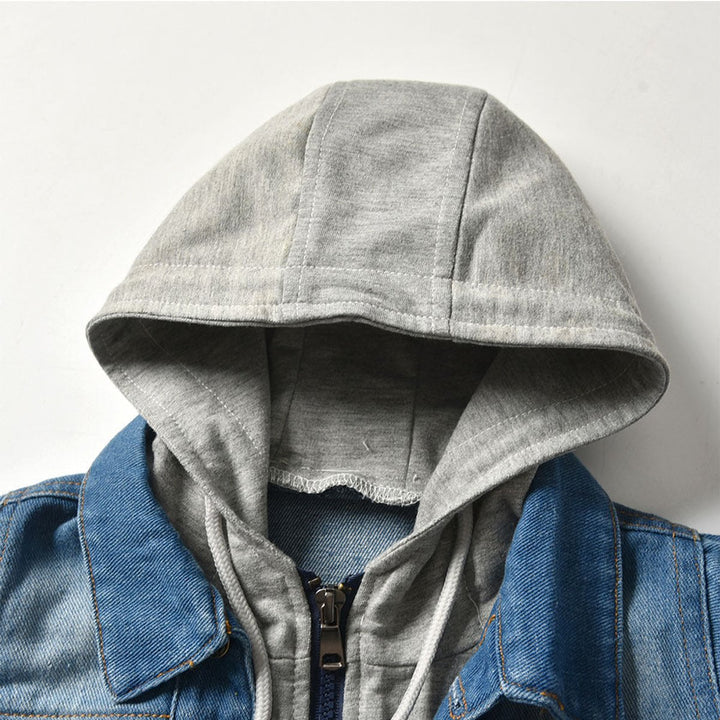Kids Hooded Cotton-Blend Relaxed-Fit Denim Jacket