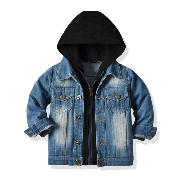 Kids Hooded Cotton-Blend Relaxed-Fit Denim Jacket