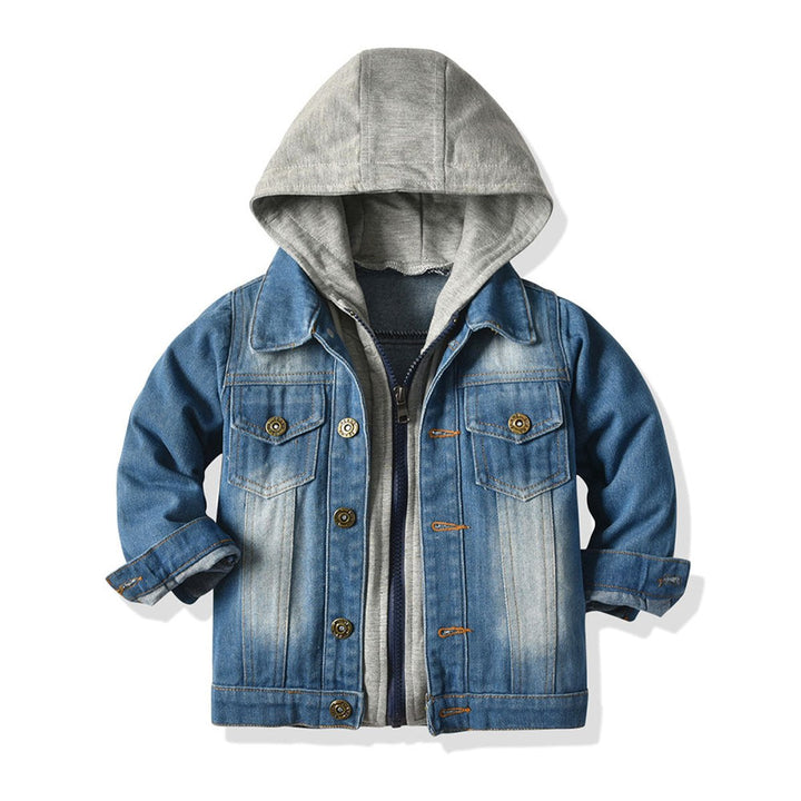 Kids Hooded Cotton-Blend Relaxed-Fit Denim Jacket