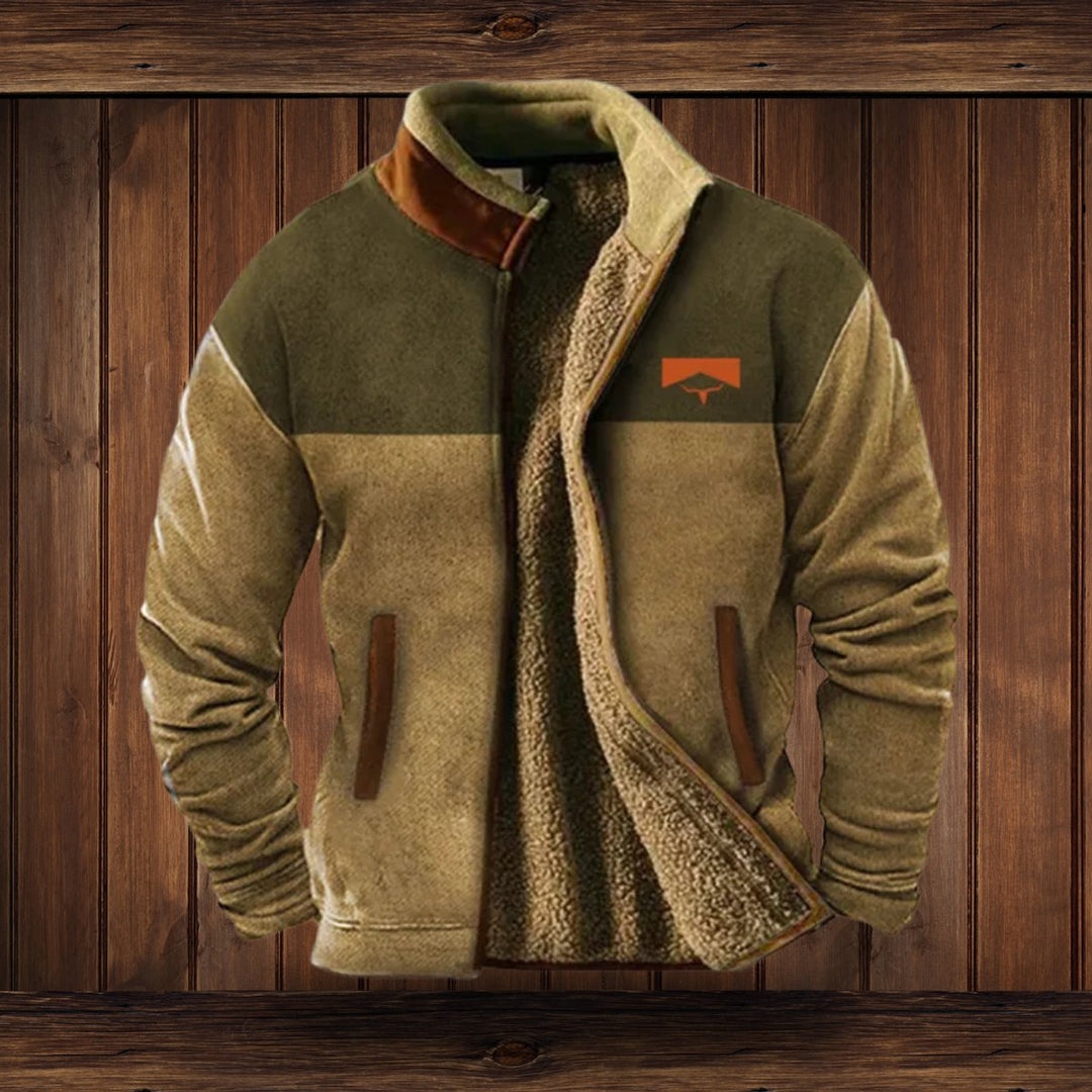 Men's Aztec-Print Sherpa-Lined Fleece Full-Zip Outdoor Jacket