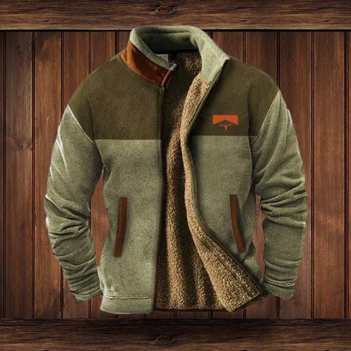 Men's Aztec-Print Sherpa-Lined Fleece Full-Zip Outdoor Jacket