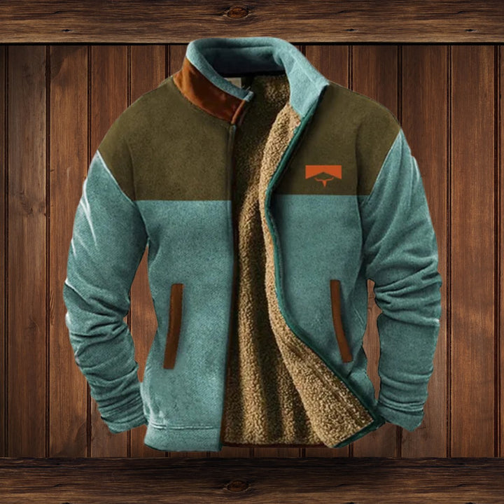 Men's Aztec-Print Sherpa-Lined Fleece Full-Zip Outdoor Jacket
