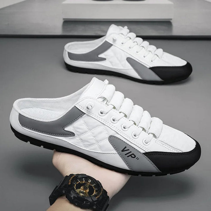 Men's Backless Slip-On Lace-Up Mule Sneakers