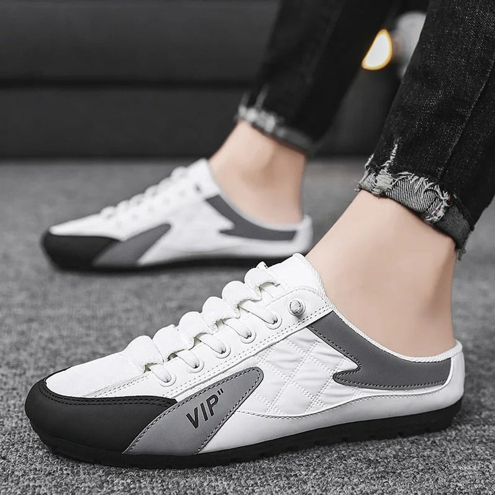 Men's Backless Slip-On Lace-Up Mule Sneakers