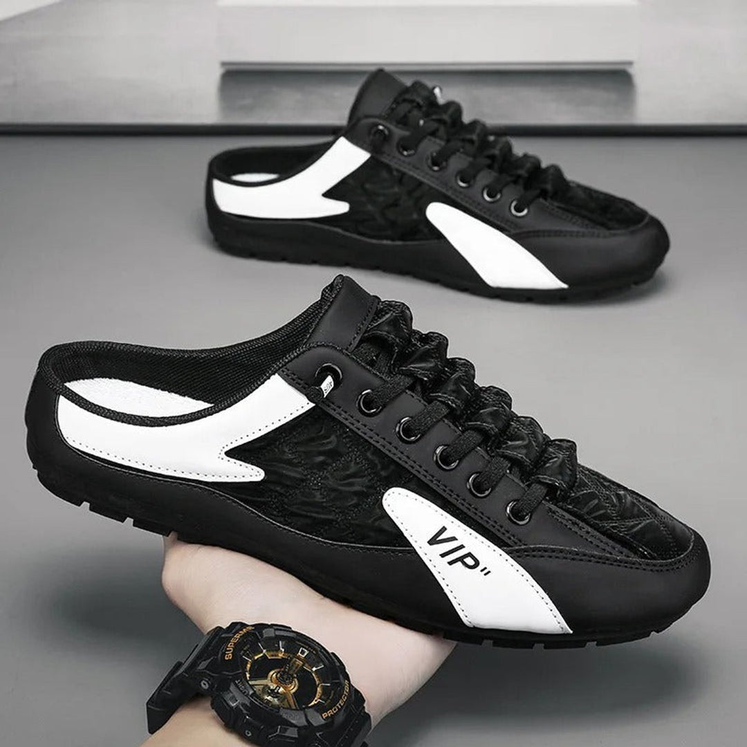 Men's Backless Slip-On Lace-Up Mule Sneakers