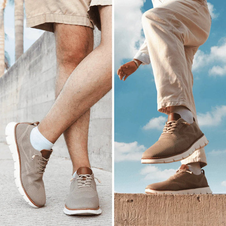 Men's Breathable Knit Lace-Up Casual Sneakers
