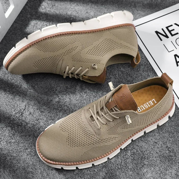Men's Breathable Knit Lace-Up Casual Sneakers