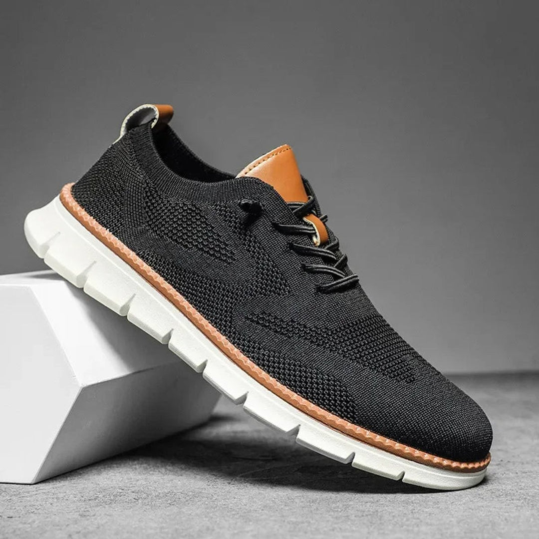 Men's Breathable Knit Lace-Up Casual Sneakers