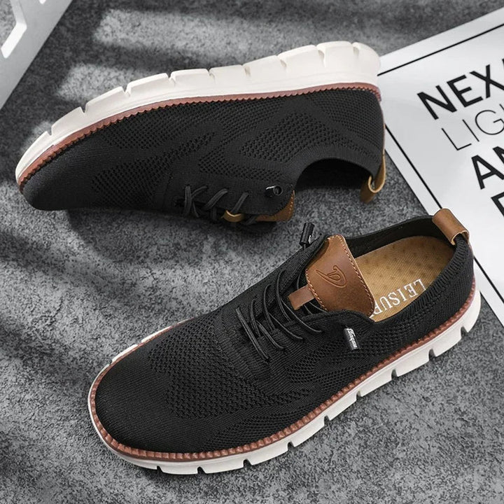 Men's Breathable Knit Lace-Up Casual Sneakers