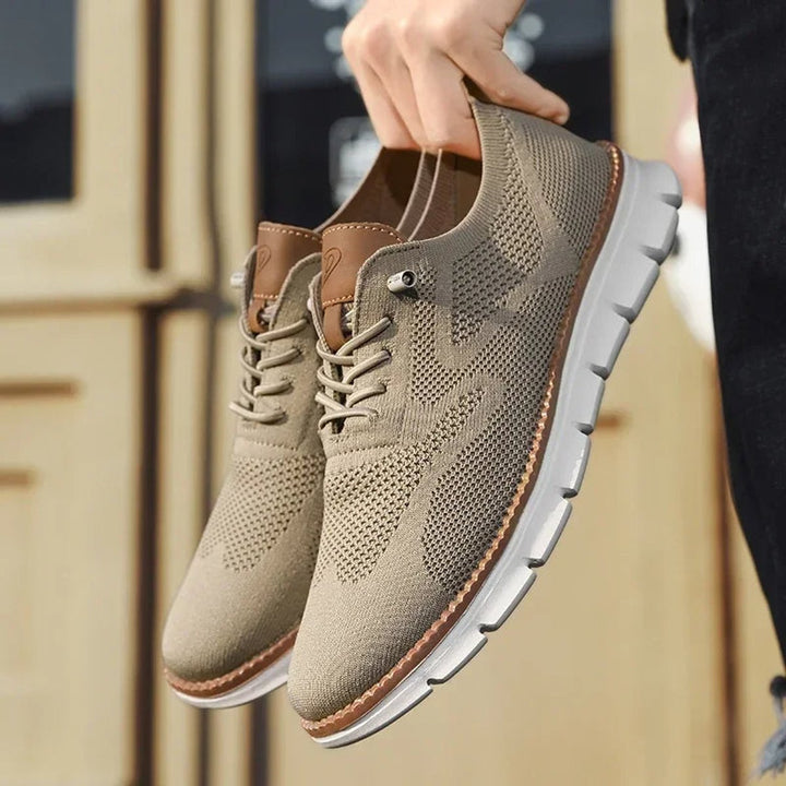 Men's Breathable Knit Lace-Up Casual Sneakers