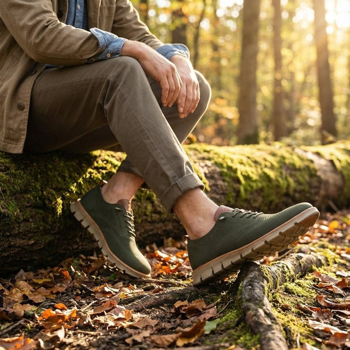 Men's Breathable Knit Lace-Up Oxford Sneakers