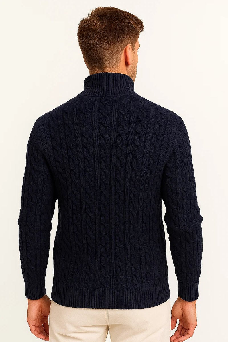 Men's Cable-Knit Quarter-Zip Pullover Sweater