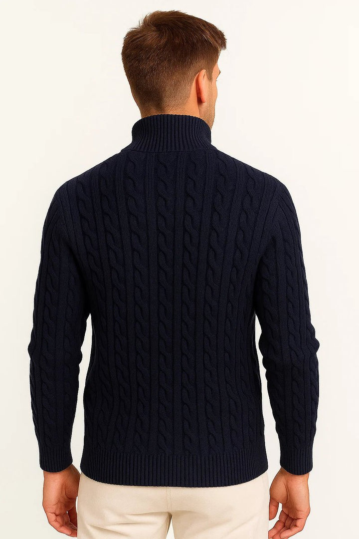 Men's Cable-Knit Quarter-Zip Pullover Sweater