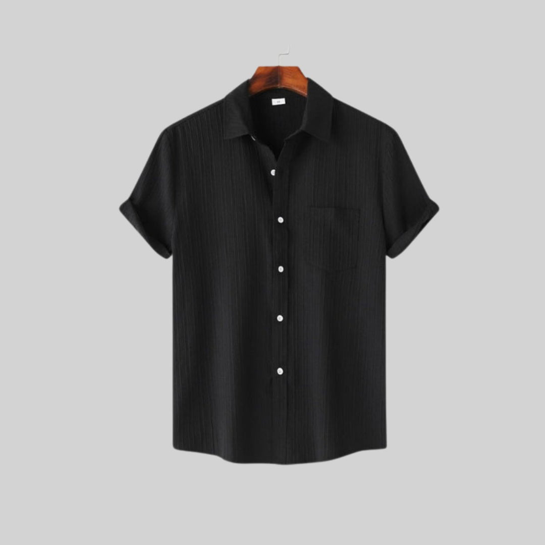 Men's Casual Short-Sleeve Button-Up Textured Shirt