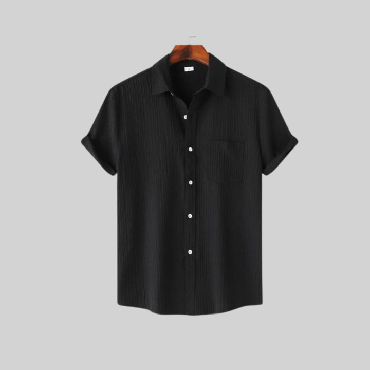 Men's Casual Short-Sleeve Button-Up Textured Shirt