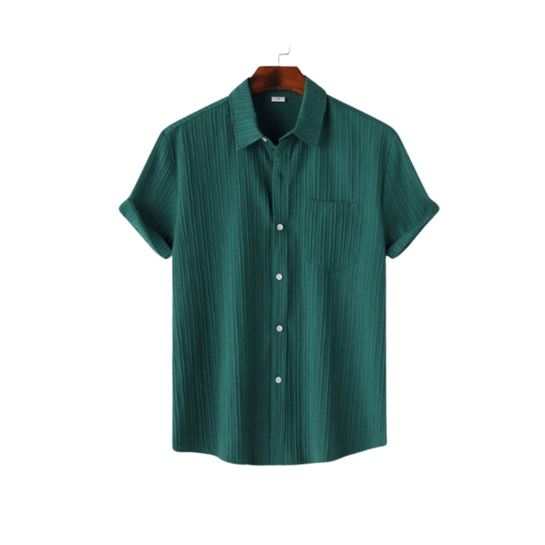 Men's Casual Short-Sleeve Button-Up Textured Shirt