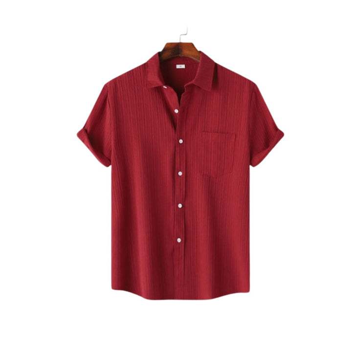 Men's Casual Short-Sleeve Button-Up Textured Shirt