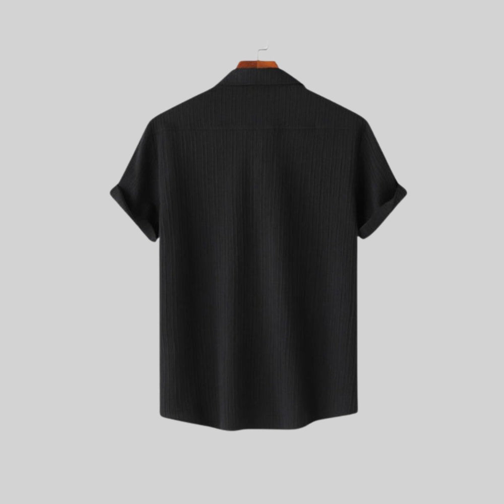 Men's Casual Short-Sleeve Button-Up Textured Shirt