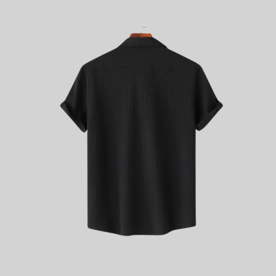 Men's Casual Short-Sleeve Button-Up Textured Shirt