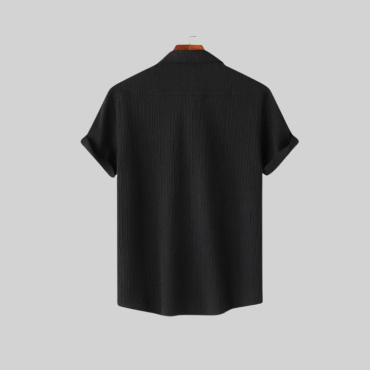 Men's Casual Short-Sleeve Button-Up Textured Shirt