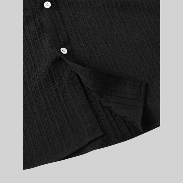 Men's Casual Short-Sleeve Button-Up Textured Shirt