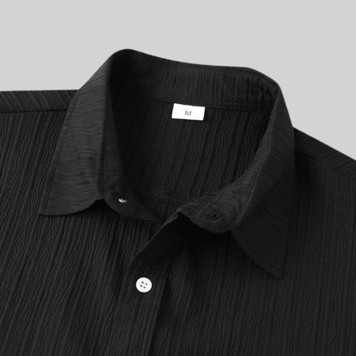 Men's Casual Short-Sleeve Button-Up Textured Shirt