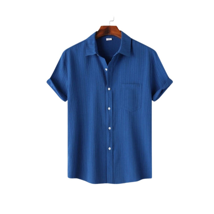 Men's Casual Short-Sleeve Button-Up Textured Shirt