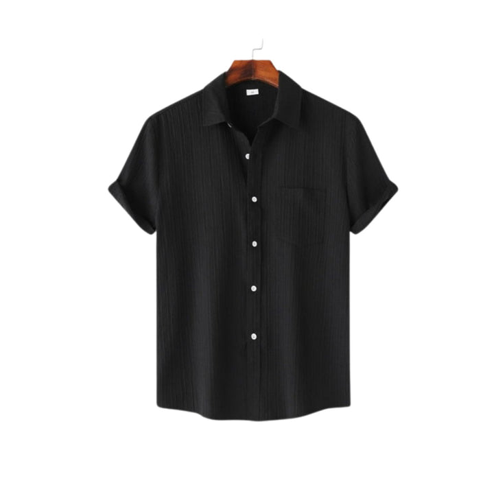 Men's Casual Short-Sleeve Button-Up Textured Shirt