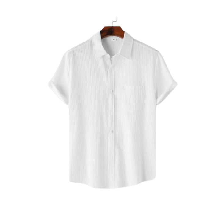Men's Casual Short-Sleeve Button-Up Textured Shirt