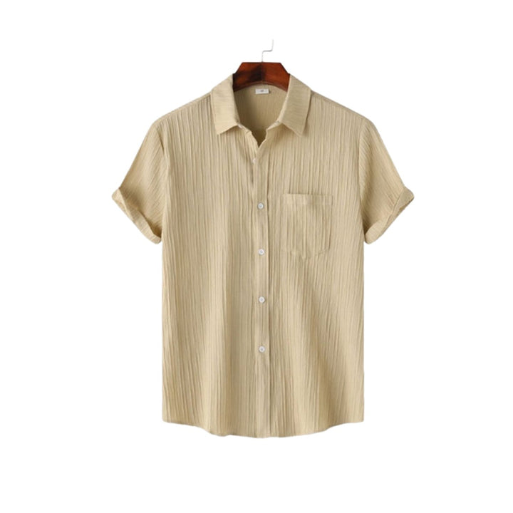 Men's Casual Short-Sleeve Button-Up Textured Shirt