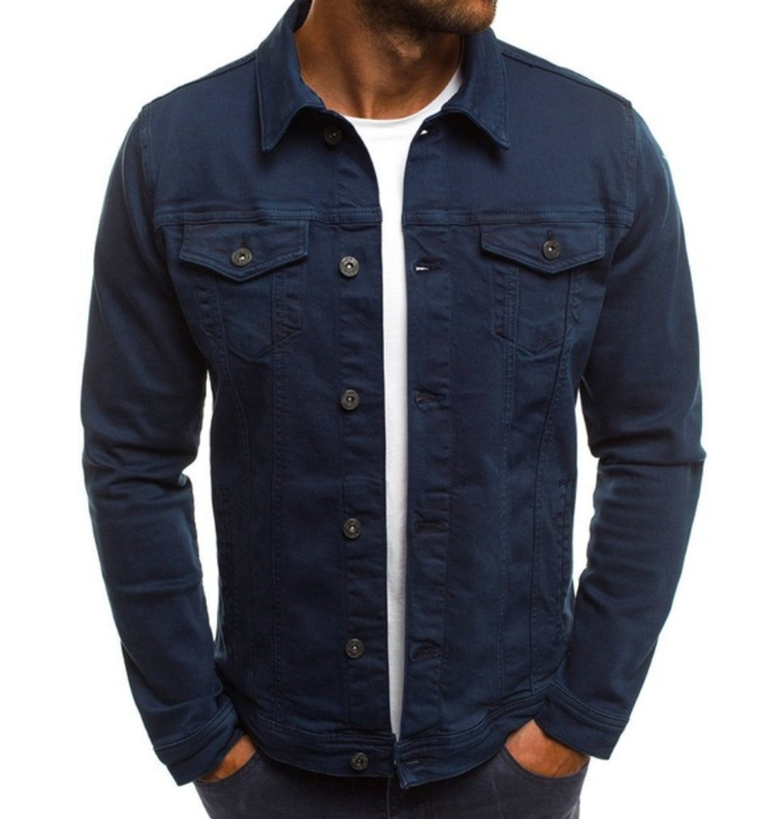 Men's Classic Button-Front Slim-Fit Denim Jacket