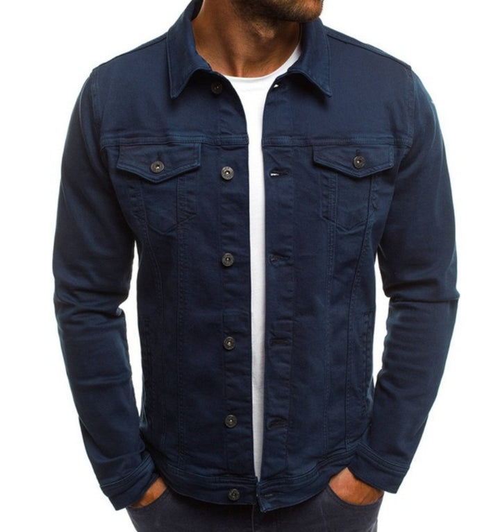 Men's Classic Button-Front Slim-Fit Denim Jacket