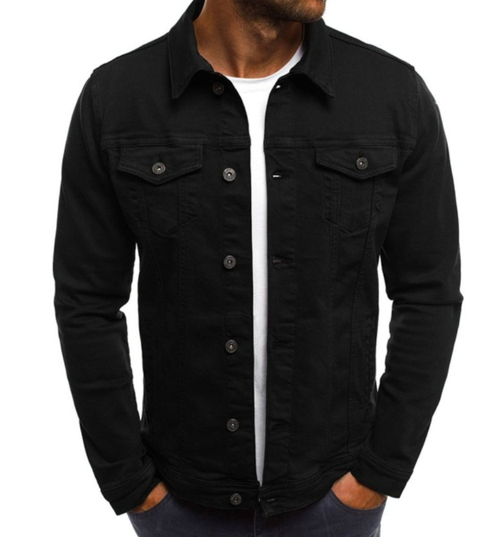 Men's Classic Button-Front Slim-Fit Denim Jacket
