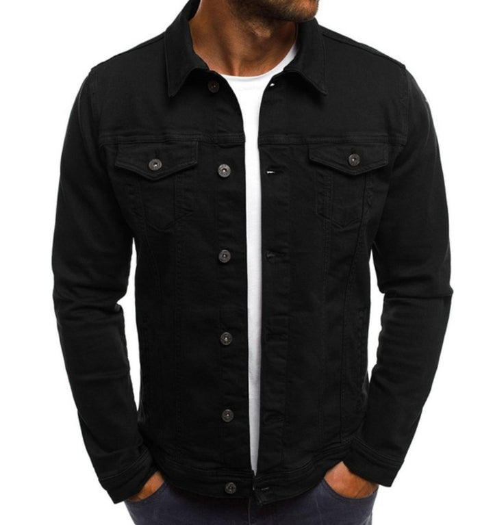 Men's Classic Button-Front Slim-Fit Denim Jacket