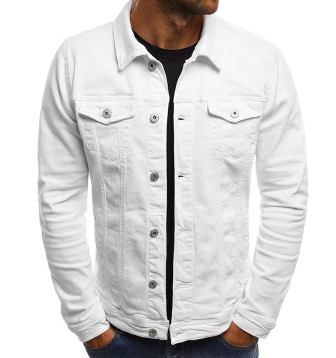 Men's Classic Button-Front Slim-Fit Denim Jacket