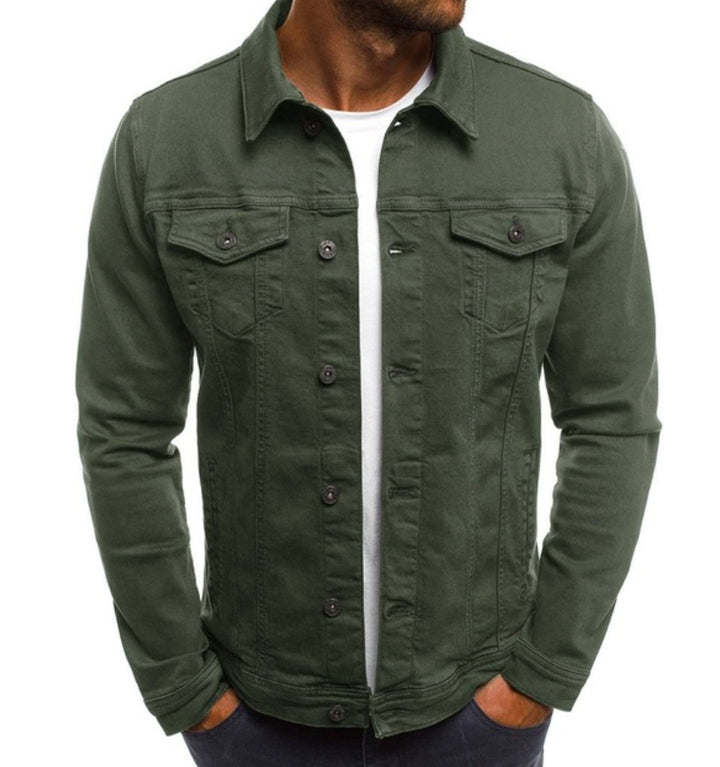 Men's Classic Button-Front Slim-Fit Denim Jacket