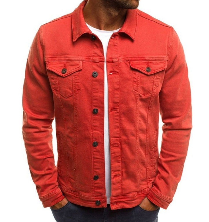 Men's Classic Button-Front Slim-Fit Denim Jacket