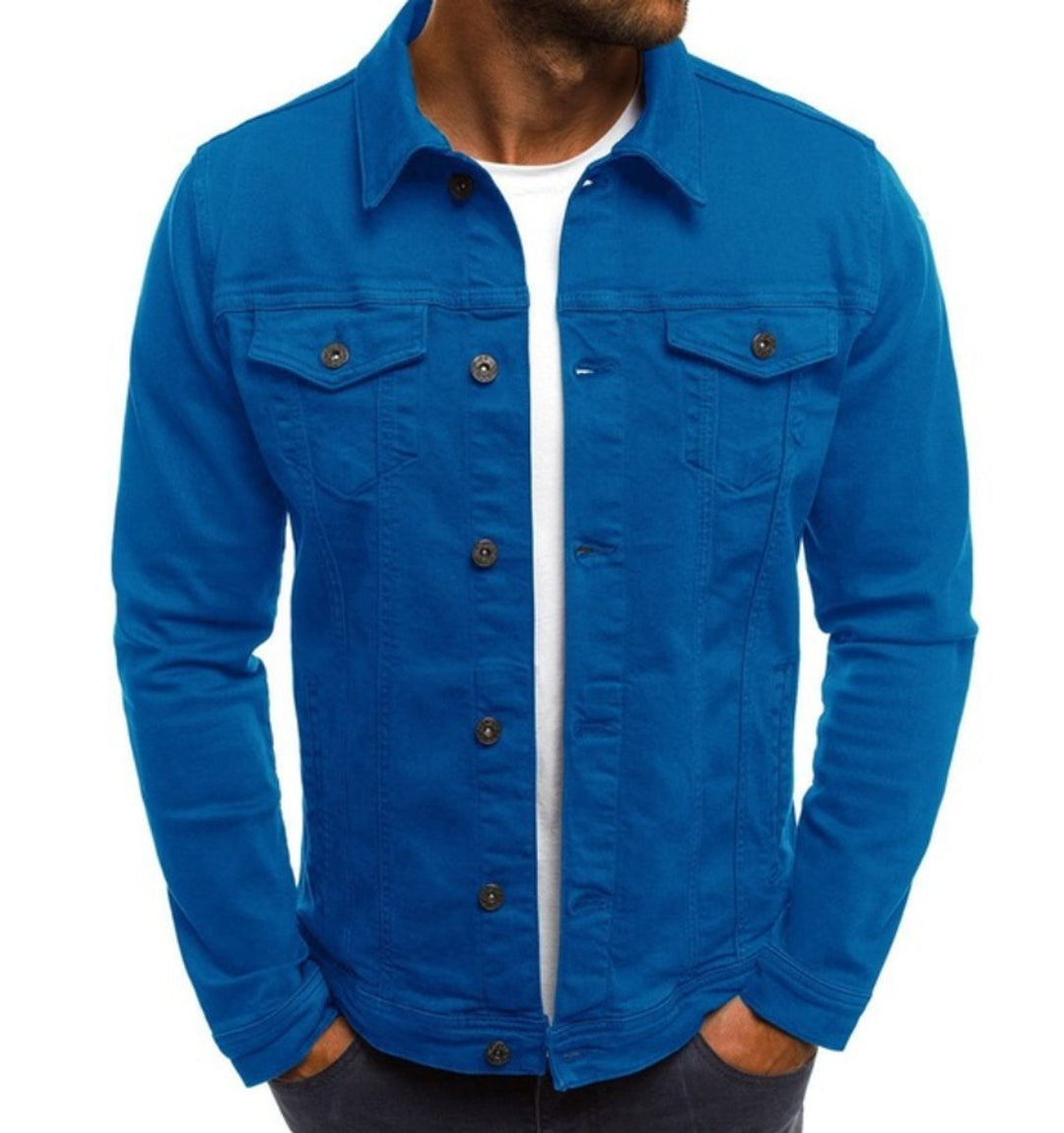 Men's Classic Button-Front Slim-Fit Denim Jacket