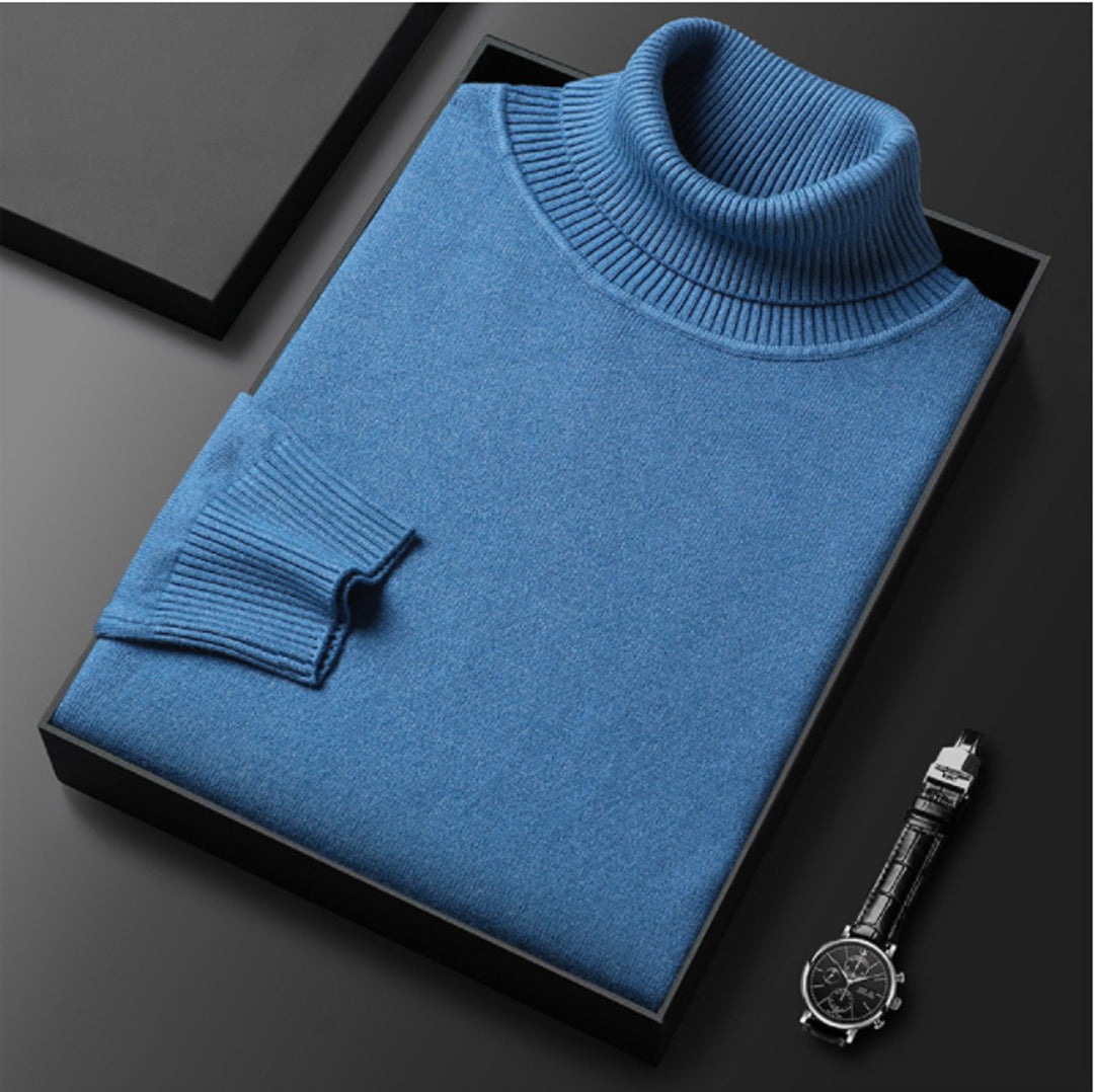Men's Classic Ribbed Turtleneck Knit Pullover Sweater