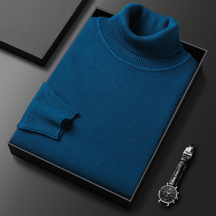 Men's Classic Ribbed Turtleneck Knit Pullover Sweater