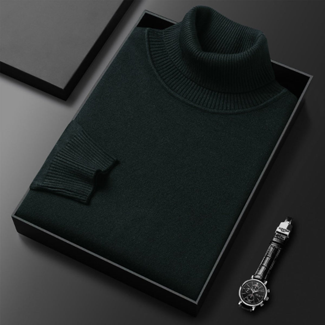 Men's Classic Ribbed Turtleneck Knit Pullover Sweater