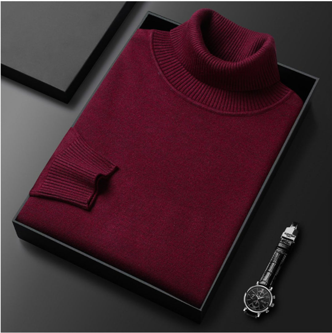 Men's Classic Ribbed Turtleneck Knit Pullover Sweater