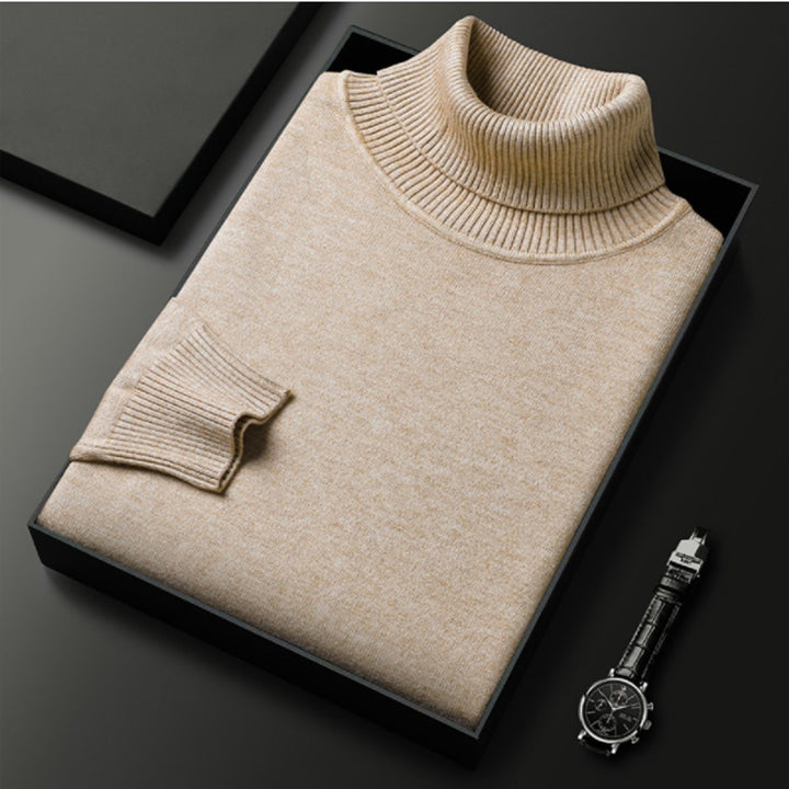 Men's Classic Ribbed Turtleneck Knit Pullover Sweater
